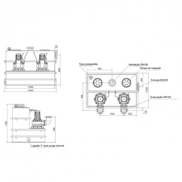 estação elevatória SANICUBIC 2 SC - medidas